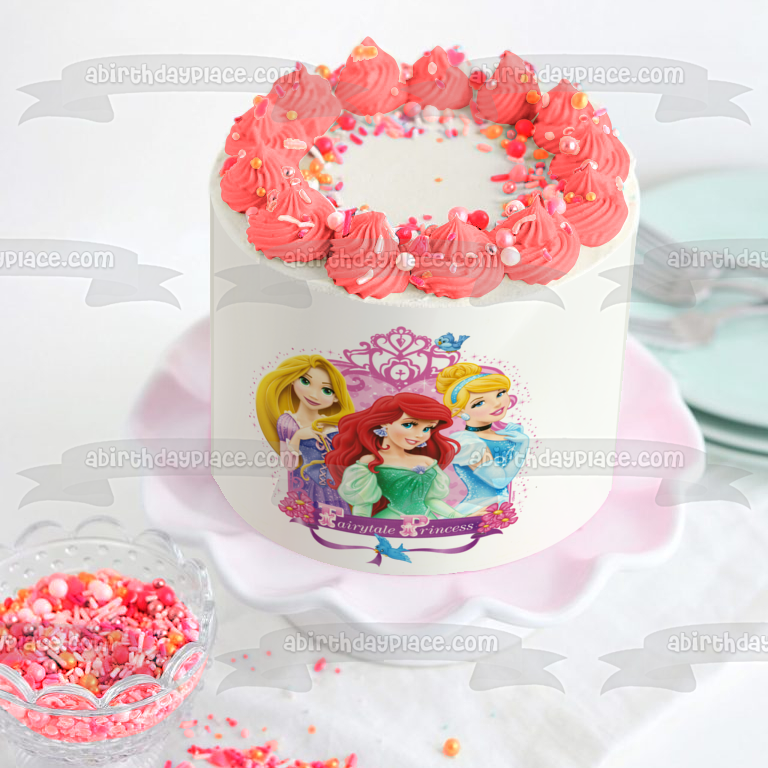 Princesa cuento de hadas Aurora Ariel y Cenicienta decoración comestible para tarta imagen ABPID06913