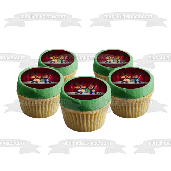 Alvinnn!!! And the Chipmunks Alvin Simon Theodore Playing Instruments Edible Cake Topper Image ABPID55313