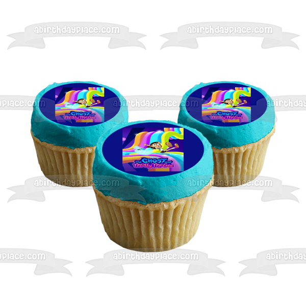The Ghost and Molly McGee Sliding Down a Rainbow Edible Cake Topper Image ABPID55357