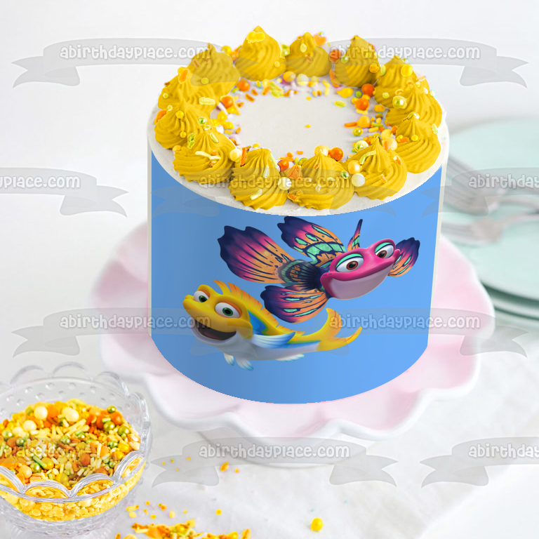 Splash and Bubbles Un gran océano con fondo azul Imagen comestible para decoración de tarta ABPID07111