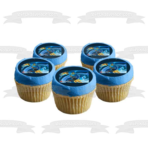 LEGO Ninjago Logo Blue Ninjago Jay Walker Elemental Master Edible Cake Topper Image ABPID07142