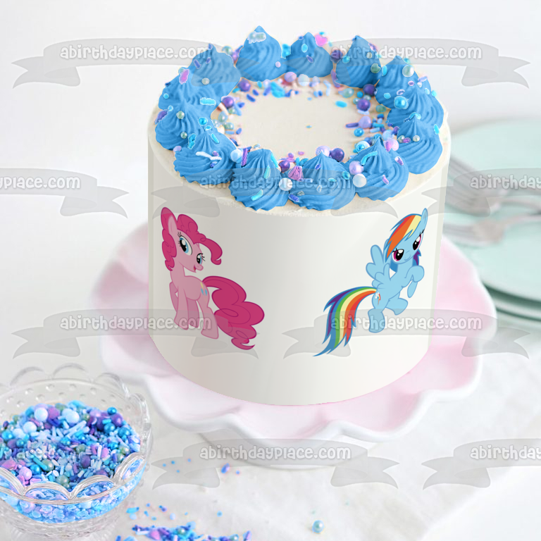 Adorno comestible para tarta My Little Pony Equestria Girls Rainbow Dash y Pinkie Pie Imagen ABPID07143