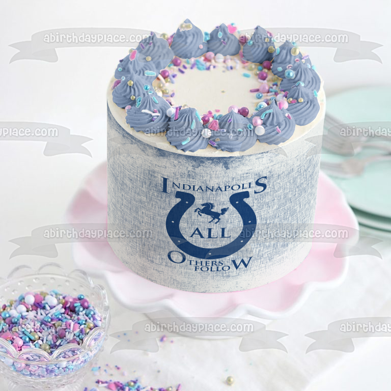 Indianapolis Colts Horseshoe Logo NFL All Others Follow Edible Cake Topper Image ABPID07405
