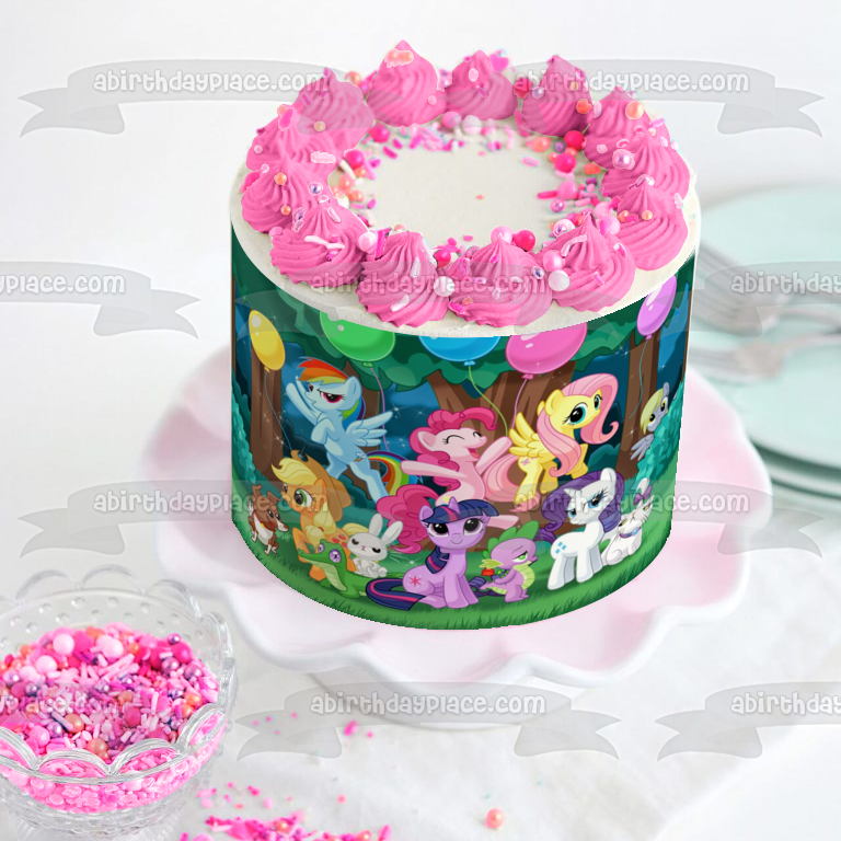 My Little Pony Equestria Girls Rainbow Dash Fluttershy Pinkie Pie Globos y adorno comestible para tarta Twilight Sparkle Imagen ABPID07470