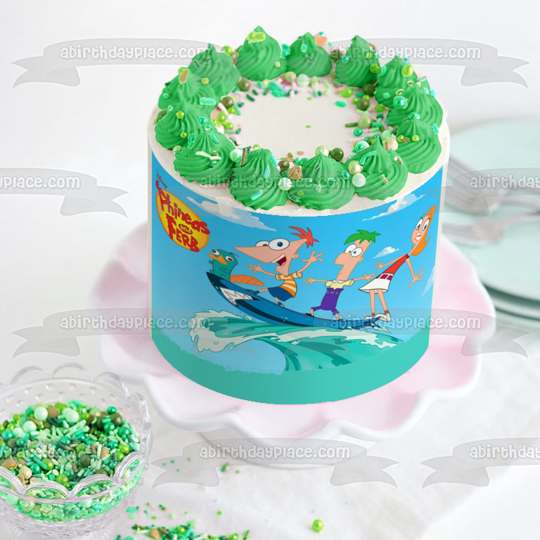 Phineas and Ferb Phineas Flynn Candace Flynn Perry the Platypus and Ferb Fletcher Edible Cake Topper Image ABPID07651