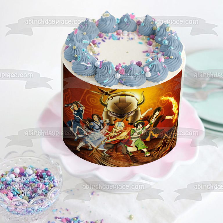 Avatar the Last Airbender Aang Toph Beifong Zuko Sokka Katara and Appa Edible Cake Topper Image ABPID07768