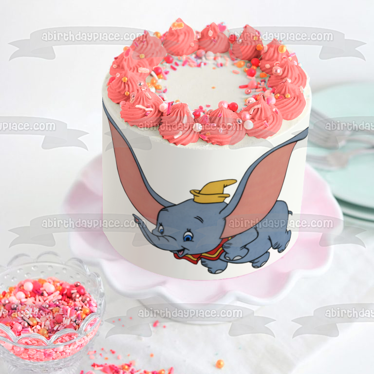 Dumbo Flying Magical Ability Edible Cake Topper Image ABPID07943
