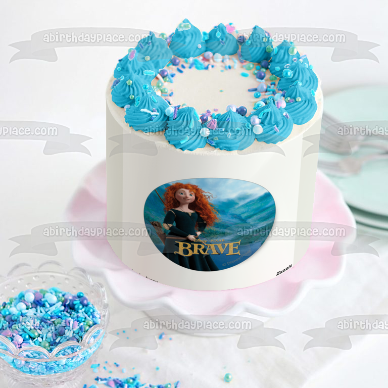 Brave Merida In the Mountains with Her Bow and Arrow Edible Cake Topper Image ABPID07953