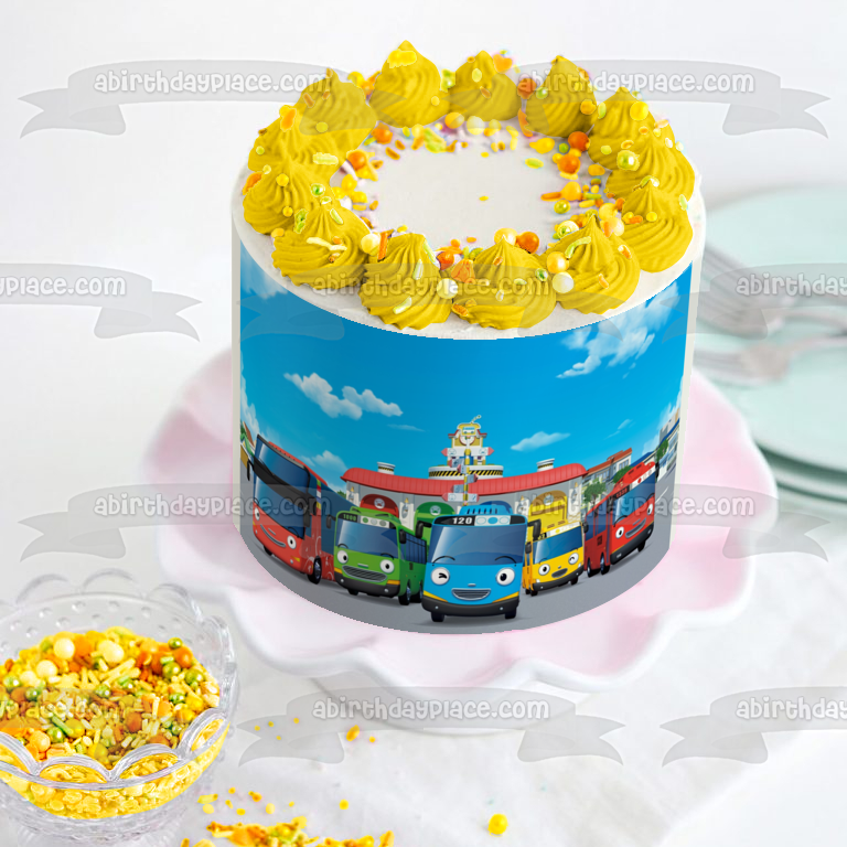 Tayo the Little Bus Rogi Lani Gani and Citu Edible Cake Topper Image ABPID07868