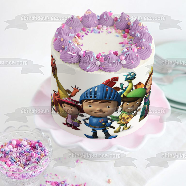 Mike the Knight Evie Galahad Sparky Squirt and Queen Martha Edible Cake Topper Image ABPID08001
