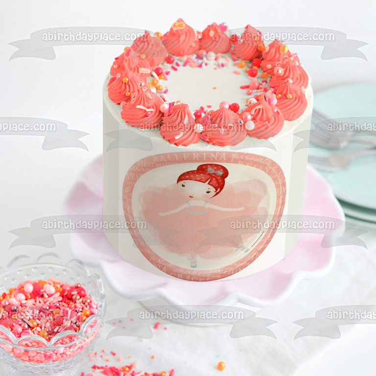 Bailarina con tutú rosa haciendo una pirueta, adorno comestible para tarta, imagen ABPID08107