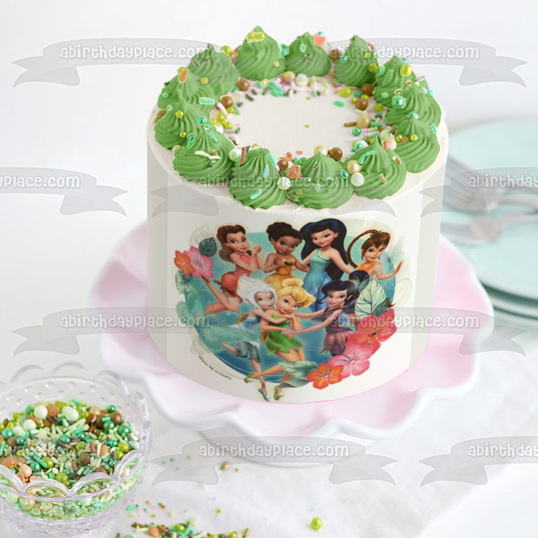 Pixie Hollow Tinkerbell Silvermist Vidia Iridessa and Rosetta Edible Cake Topper Image ABPID08118