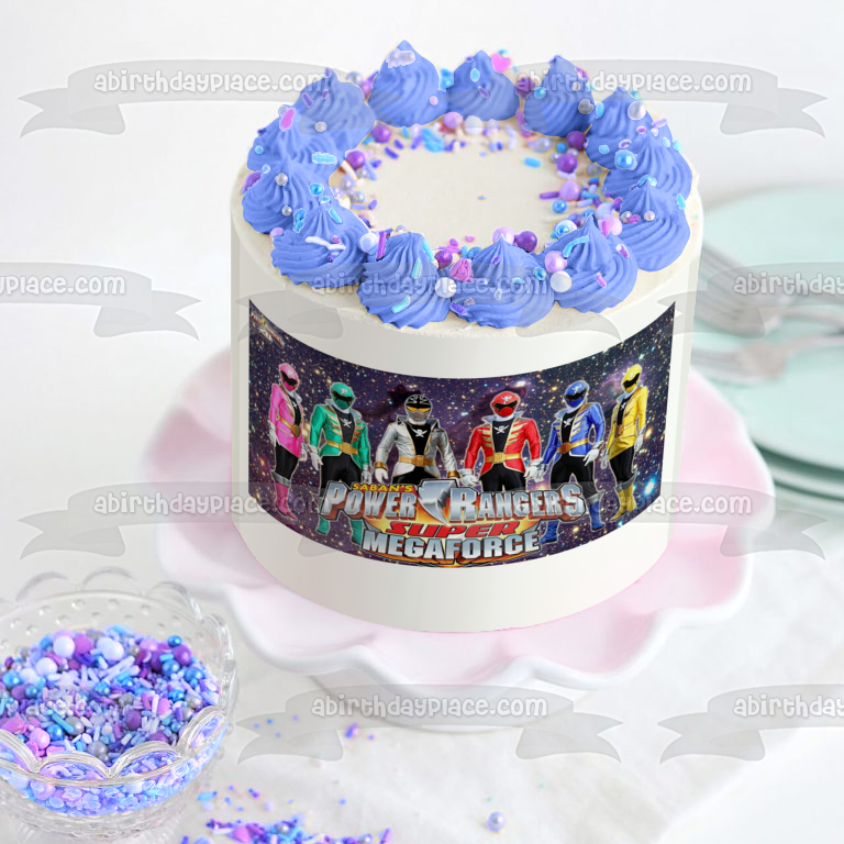 Power Rangers Super Megaforce Troy Emma Jake Gia Noah and Robo Edible Cake Topper Image ABPID08123