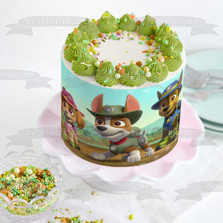Paw Patrol Skye Chase and Tracker Rescue Dogs Edible Cake Topper Image ABPID08126