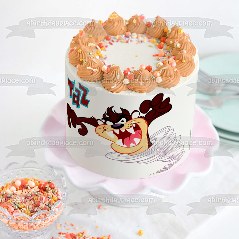 Looney Tunes Demonio de Tazmania y un tornado Adorno comestible para tarta Imagen ABPID05762
