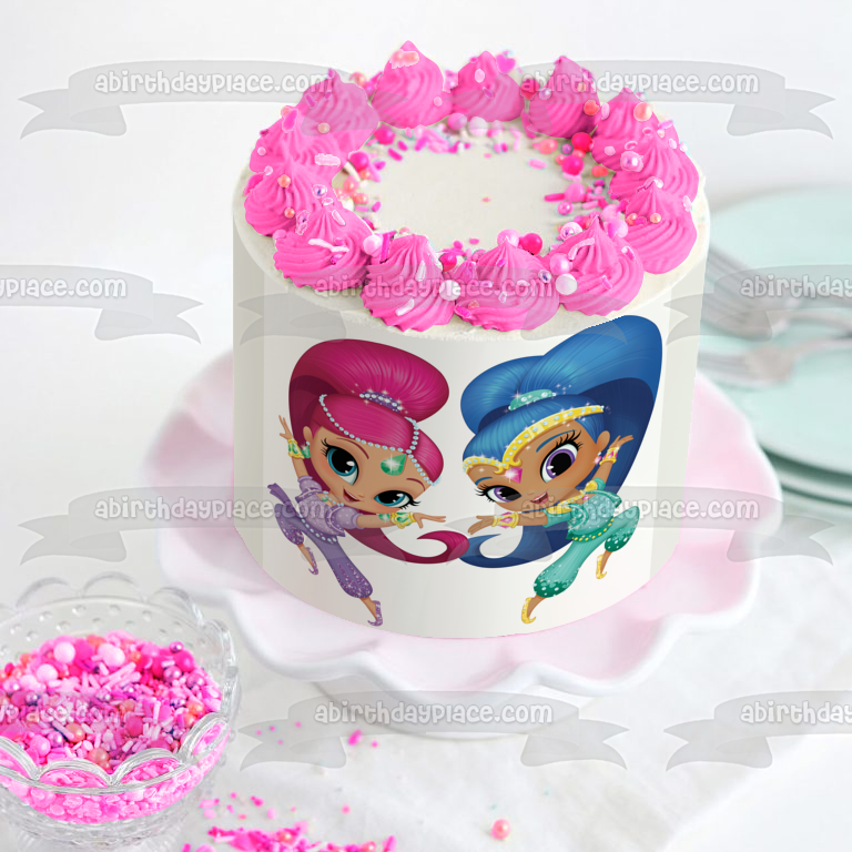 Shimmer and Shine Nahal y Tala con trajes de genio Imagen comestible para decoración de tarta ABPID08033