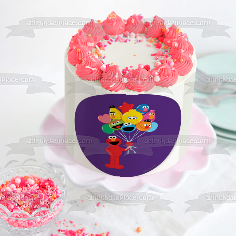 Sesame Street Elmo Bert Oscar the Grouch Cookie Monster Ernie Grover and Tele Edible Cake Topper Image ABPID06575