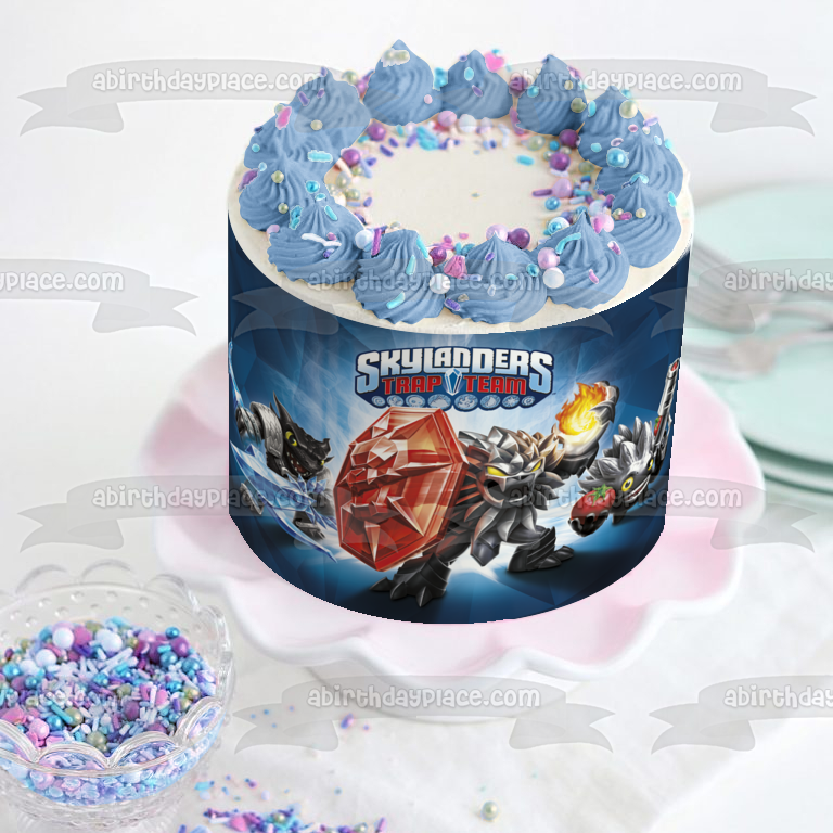 Skylanders Trap Team Dark Edition Dark Food Fight Dark Snap Shot and Dark Wildfire Edible Cake Topper Image ABPID08074