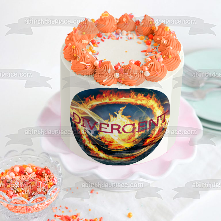 Símbolo divergente en la portada del libro Imagen comestible para decoración de tarta ABPID08198