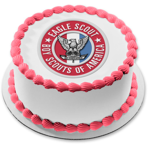 Eagle Scout Boy Scouts of America Badge Be Prepared Edible Cake Topper Image ABPID08081