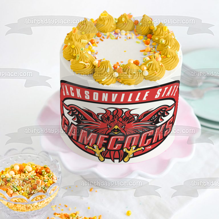 Jacksonville State University Gamecocks Logo NCAA Edible Cake Topper Image ABPID08221