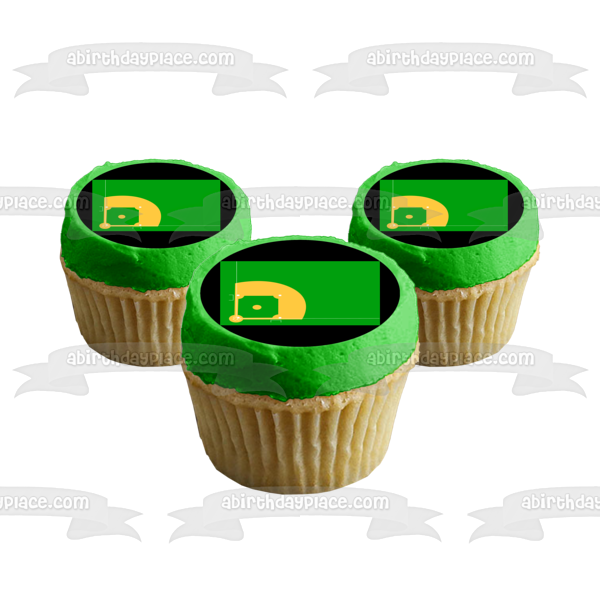 Baseball Diamond Cartoon Edible Cake Topper Image ABPID08251