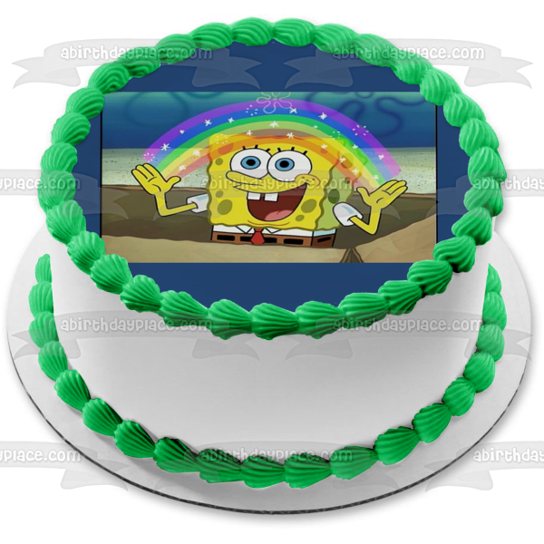 SpongeBob SquarePants Rainbow Bikini Bottom Edible Cake Topper Image ABPID08408