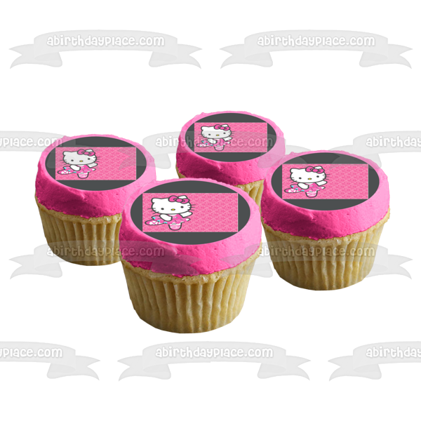 Hello Kitty Ballerina Pink Star Background Edible Cake Topper Image ABPID08287