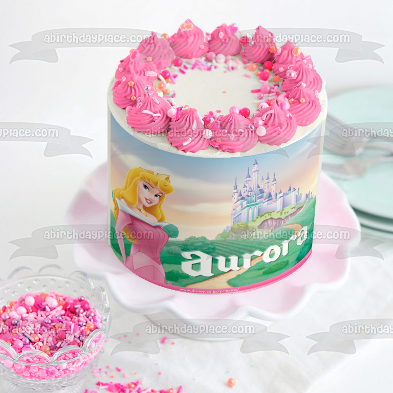 Imagen comestible para tarta con diseño del Castillo de la Princesa Aurora de Disney ABPID08433