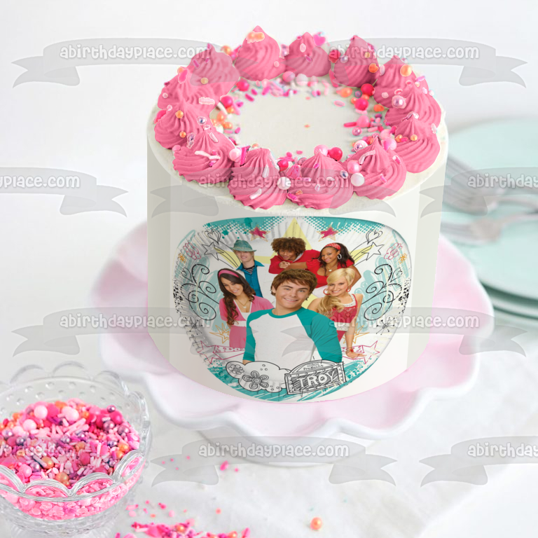 High School Musical Troy Sharpay Chad Taylor Gabriella Ryan Edible Cake Topper Image ABPID08457