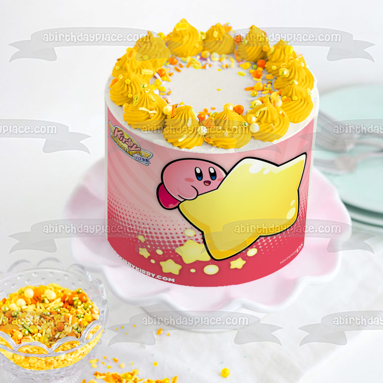 Kirby Super Star Allies Ultra Stars - Decoración comestible para tarta, imagen ABPID08364