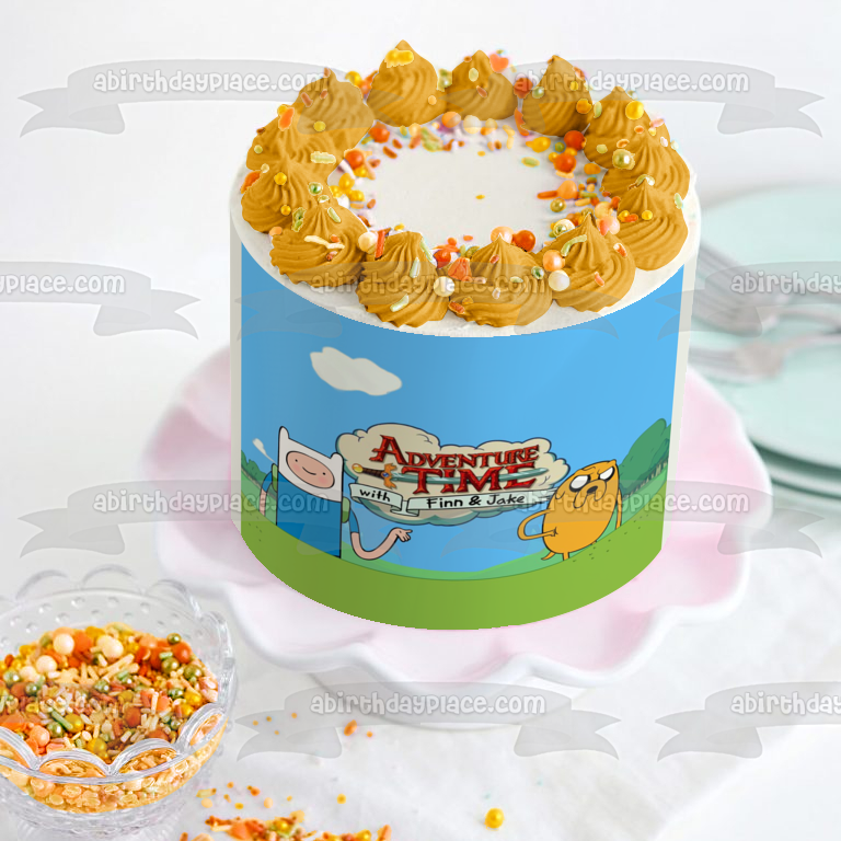 Imagen comestible para decoración de tarta de Hora de Aventuras con Finn y Jake ABPID08797