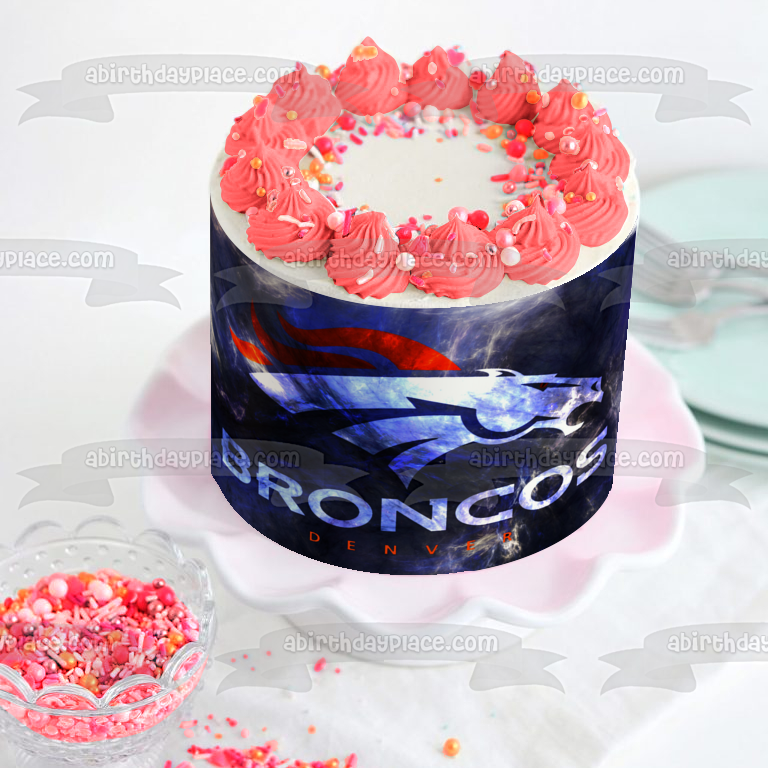 Denver Broncos 2018 Logo NFL Fondo azul Imagen comestible para decoración de tarta ABPID08801