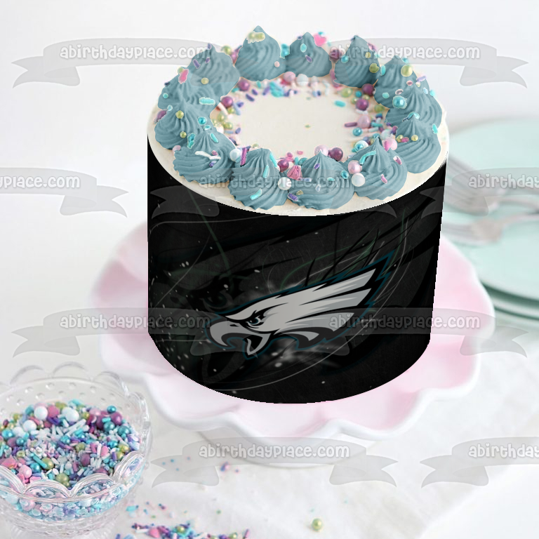 Philadelphia Eagles Dark Logo NFL Fondo negro Imagen comestible para decoración de tarta ABPID08810