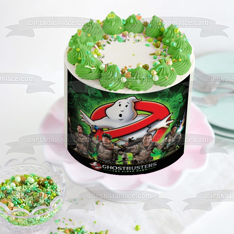 Ghostbusters Logo Slimer Stay Puft Marshmallow Man the Video Game Edible Cake Topper Image ABPID09024