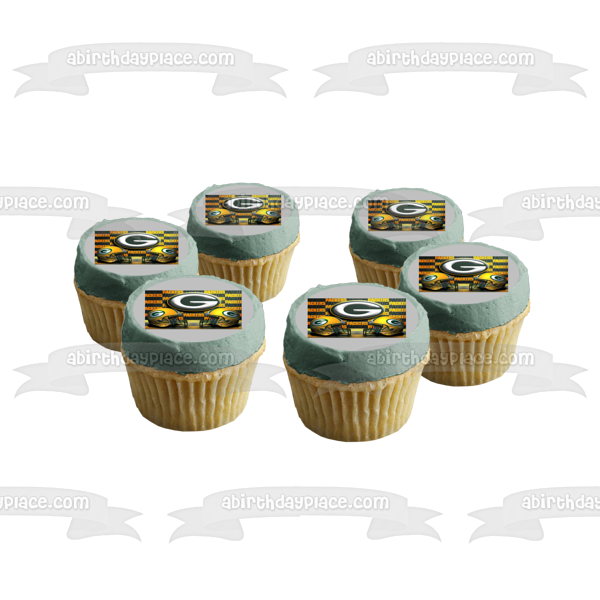 Green Bay Packers Logo NFL Helmets Edible Cake Topper Image ABPID08884