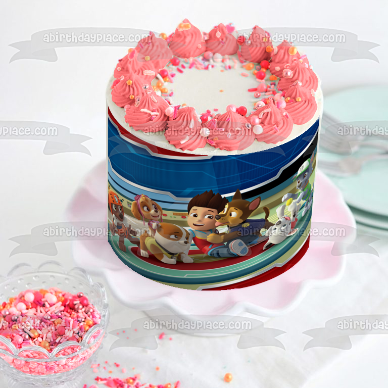 Paw Patrol Chase Everest Skye Zuma Marshall Rocky Ryder Cap'n Turbot Edible Cake Topper Image ABPID08928