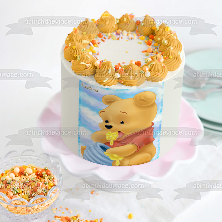 Disney Winnie the Pooh Honey Jar Edible Cake Topper Image ABPID09093