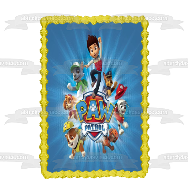 Paw Patrol Chase Everest Skye Zuma Marshall Rocky Ryder Cap'n Turbot Decoración comestible para tarta imagen ABPID08985