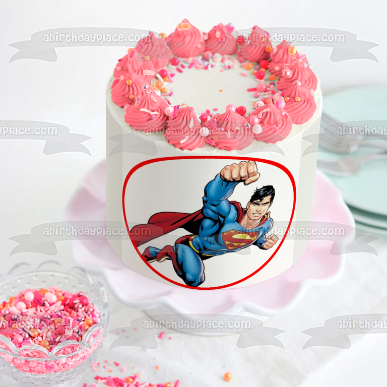 Superman DC Comics Flying Edible Cake Topper Image ABPID09352