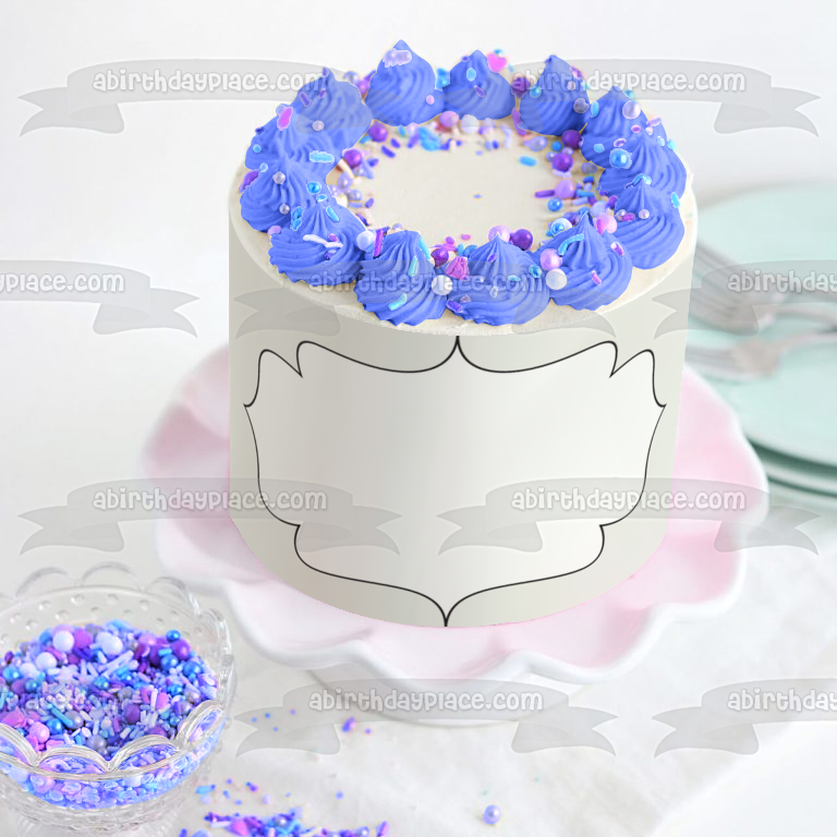 Marco de soporte en blanco y negro Marco de imagen comestible para decoración de tartas ABPID09397