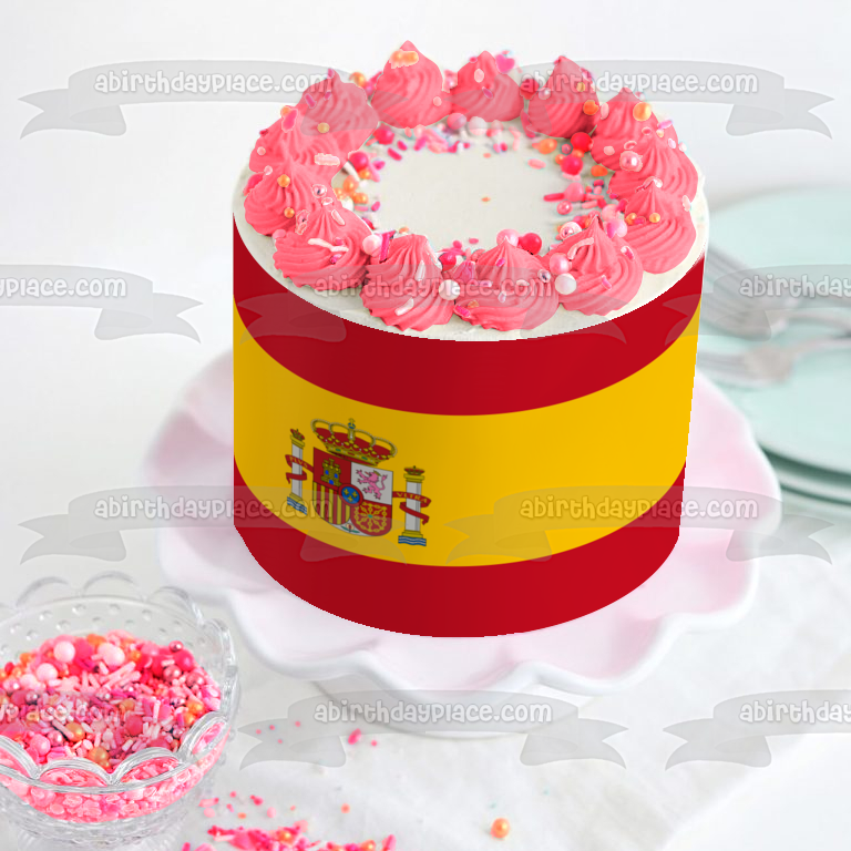 Flag of Spain Red Yellow Edible Cake Topper Image ABPID09412
