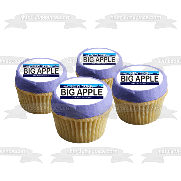 New York Big Apple the Empire State License Plate Edible Cake Topper Image ABPID09426
