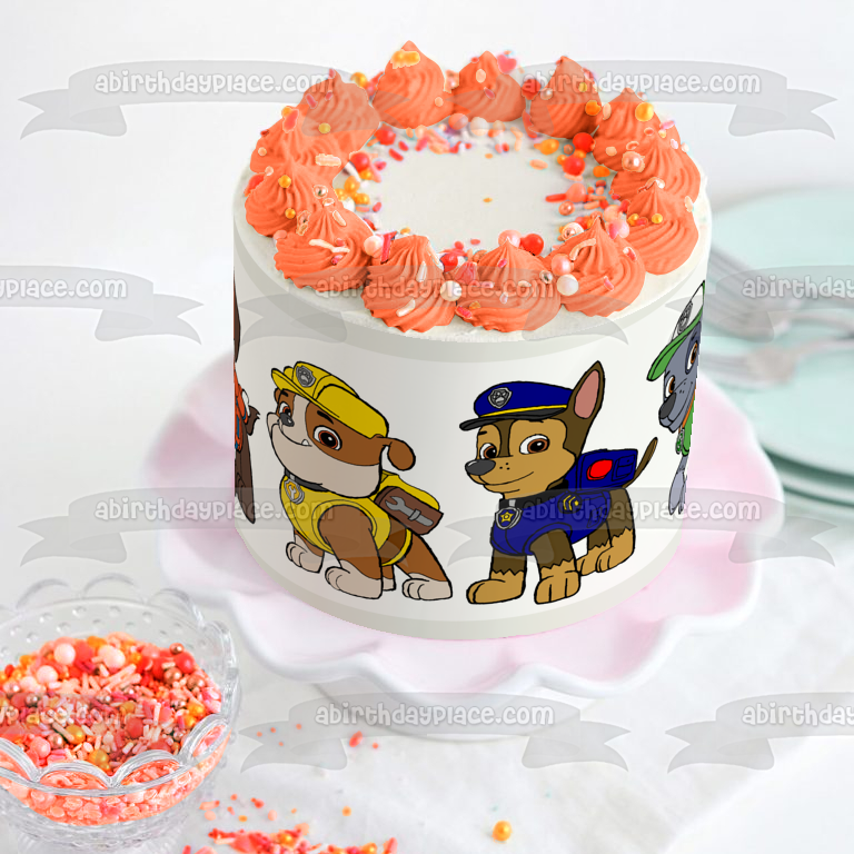 Paw Patrol Chase Everest Skye Zuma Marshall Rocky - Decoración comestible para tarta, imagen ABPID09750