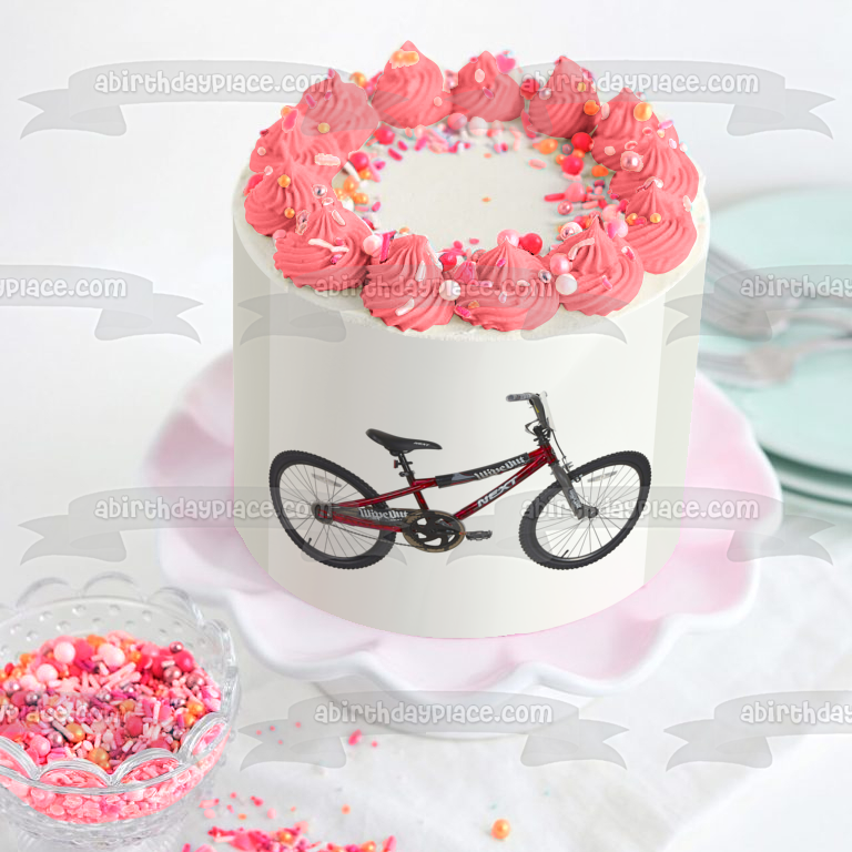 Siguiente Imagen de decoración comestible para tarta con diseño de bicicleta BMX, color rojo, ABPID09781