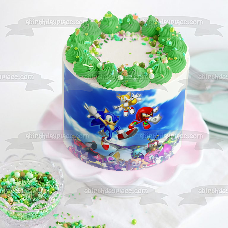 Sonic the Hedgehog Video Game Tails Knuckles Amy Rose Sega Edible Cake Topper Image ABPID09208