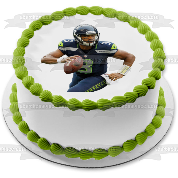 Seattle Seahawks NFL Russel Wilson Football Edible Cake Topper Image ABPID09945