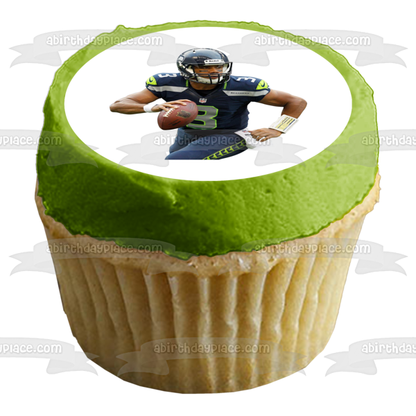 Seattle Seahawks NFL Russel Wilson Football Edible Cake Topper Image ABPID09945