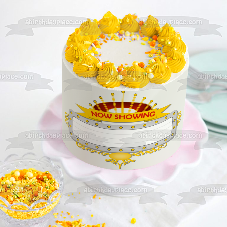 Marquee Board Now Showing Edible Cake Topper Image ABPID10066