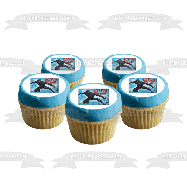Marvel Black Panther Cartoon Blue Background Edible Cake Topper Image ABPID10070